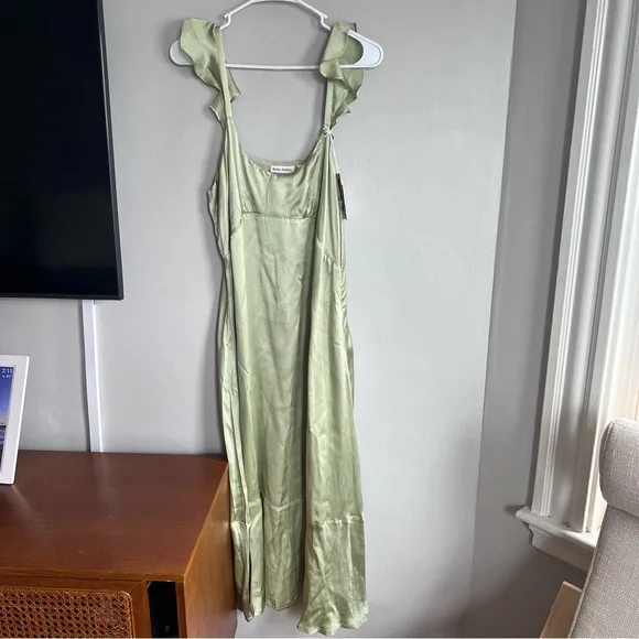 Roller Rabbit Quinn Silk Midi Dress Large Sage Green NEW - Picture 7 of 14